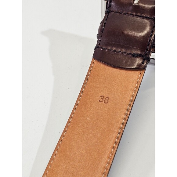 TO BOOT NEW YORK Adam Derrick Men's 38 Italian Leather Brown Belt 1-3/8" W EUC - Picture 6 of 6